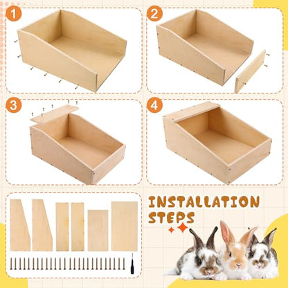 Wood Rabbit Nesting Box with Mat, 17"x12"x12" Wooden Small Animal Hideout for Breeding, Multi-Purpose Hutch for Rabbits, Chickens, Ducks, Guinea Pigs, Chinchillas and Birds & Other Small Animals