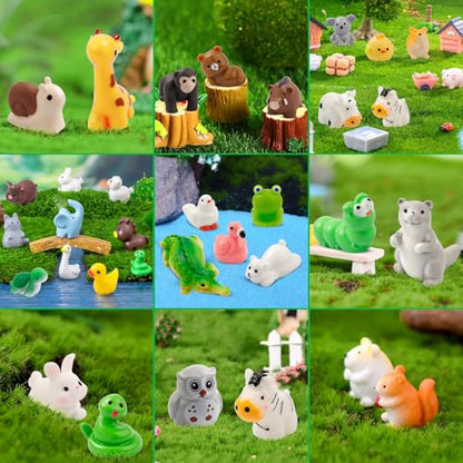ywevyezc 42 Pcs Mini Resin Animals 42 Styles Resin Animals Figurines Bulk for Micro Fairy Party Favors Garden Hide Accessories Dollhouse Crafts Decor - style: 42Pcs-Animals