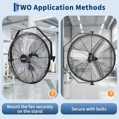 Garvee 18 Inch Wall Mount Fan, 3500 CFM 3 Speeds High Velocity Industrial Fan with 360° Tilt Head, IP44 Waterproof Heavy-Duty Aluminum Blades for Workshop, Warehouse, Greenhouse, Commercial - size: 18 Inch