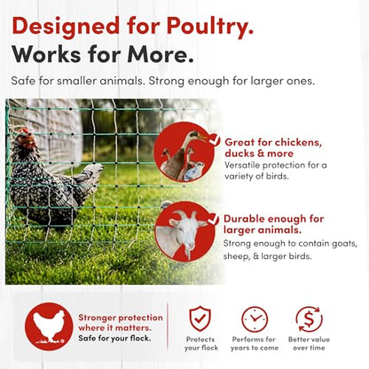 RentACoop Poultry Netting Electric Fence - 42" H x 168' L - Electric Poultry Enclosure for Chickens, Ducks, Turkeys - Suitable for 4 Week Old Chickens/Older and Adult Poultry - Energizer Not Included - size: 168' x 42"