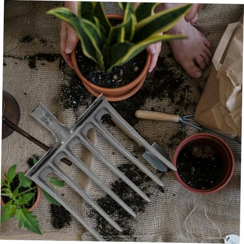 Stall Forks for Manure Heavy Duty 5/6 Tooth Handle Replacement Bedding Fork Rake for Horse Manure