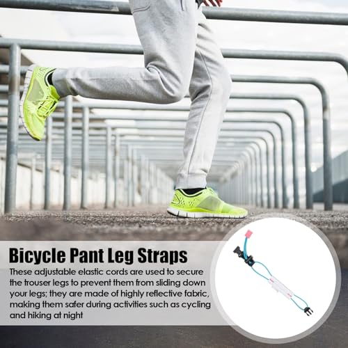 Cycling Pants Strap - Ankle Girdle | Adjustable Elastic Cycling Accessory, Reflective Daily Use Straps for Biking Cuff for Running, Walking, Jogging - color: blue