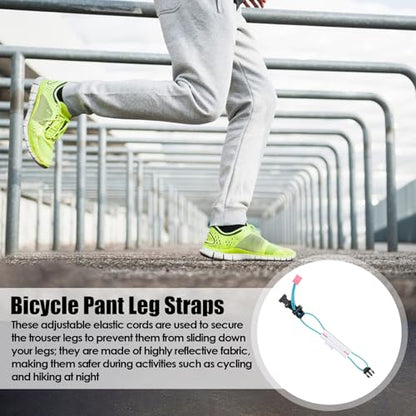 Cycling Pants Strap - Ankle Girdle | Adjustable Elastic Cycling Accessory, Reflective Daily Use Straps for Biking Cuff for Running, Walking, Jogging - color: blue