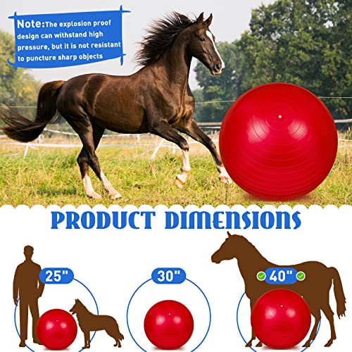 Sotiff 2 Pcs 40 Inch Horse Ball for Play Large Horse Big Equine Herding Anti Burst Dog Ball Soccer Giant, Pump Included(40 Inch,Red) - color: Red