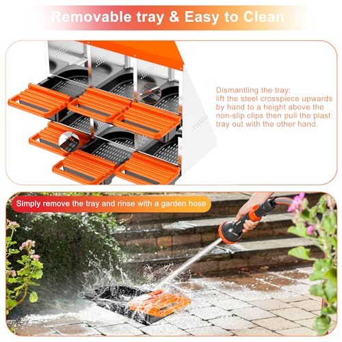 Chicken Nesting Boxes, Metal Roll Away Nest Box for Chickens Laying Egg with Lid Cover to Protect Eggs (6 Holes Orange) - size: 6 Holes