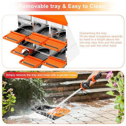 Chicken Nesting Boxes, Metal Roll Away Nest Box for Chickens Laying Egg with Lid Cover to Protect Eggs (6 Holes Orange) - size: 6 Holes