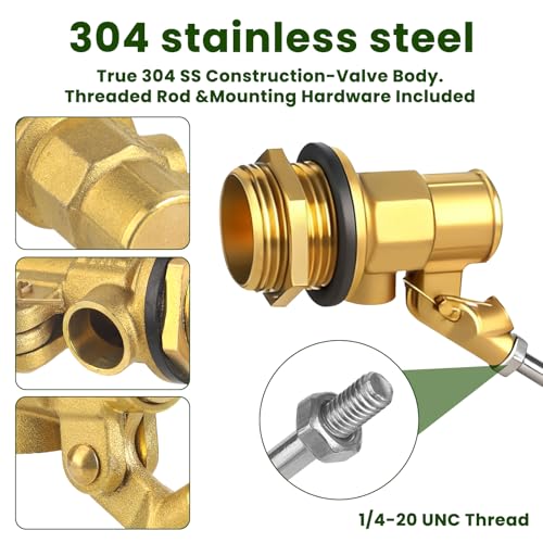 Stainless Steel Float Valve for Water Tank and Trough, 1/2-3/4 Inch Size Options for Reliable Water Level Management in Various Applications with Durable Build(0.78in) - size: 20m'm/0.78inch