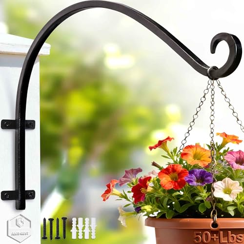 AJART Plant Hanger Bracket Outdoor: 16-Inch Metal Bird Feeder Wall Hook - Heavy Duty Plant Hanger Hooks for Hanging Flower Baskets - size: 16 Inch, style: Plant Hanging Hook