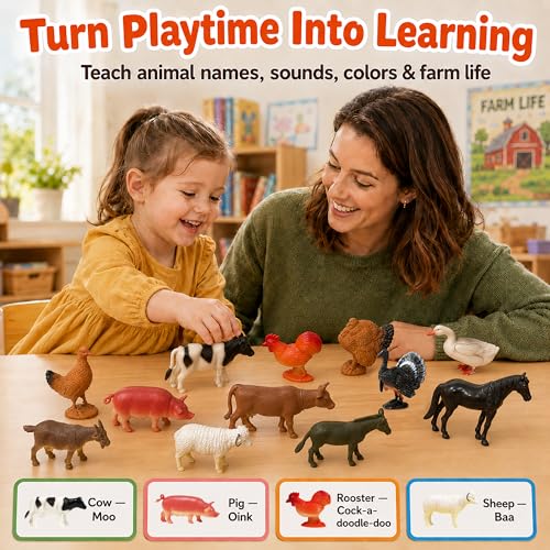 GiftExpress 12pc Large Farm Animal Toy Figures