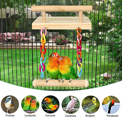 FrgKbTm Bird Perches Cage Toys Parrot Wooden Platform Play Gyms Exercise Stands with Acrylic Wood Swing Ferris Wheel Chewing for Animals Green Cheeks, Baby Lovebird, Chinchilla, Hamster Budgie - color: Platform+Swing