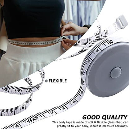 Mini Retractable Tape Measure(3 Packs) + Soft Fabric Sewing Ruler(1 Pieces), Flexible, Pocket Size, Dual Sided, 150CM Tailor Measuring Tapes for Body Measurement Weight Loss Cloth Knitting Craft