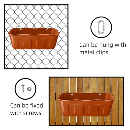 Hanging Chicken Feeders,Duck Feeder Waterer,Small Feed Trough 1.3 Quart 3 Pack,Hanging Fence Feed Trough for Poultry,Terracotta - color: Terracotta, size: 1.3 Quart (3 Pack)