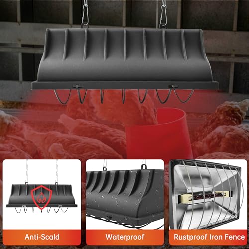 Chicken Coop Heater for Chicks,Brooder Heater with 2pcs Heat Lamp(250W and 175W),Adjustable Temp & Height Chicken Brooder Box Supplies for Chicken Livestock Dogs Sheep Pets - size: 1 Pack