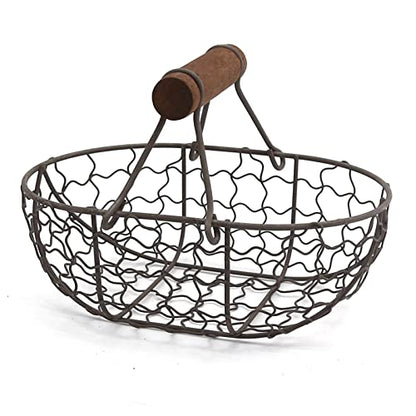 Egg Basket Egg Collecting Basket with Wood Handle Wire Egg Basket Rustic Vintage Primitives for Kitchen Living Room Rustic Egg Collecting Basket with Wood Handle Wire Egg Basket Chicken