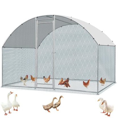 Outvita Large Metal Chicken Coop, 6.5×10FT Walk-in Poultry Cage with Waterproof & Anti-UV Round Arch Cover, Duck Rabbit Hen Cage Galvanized Mesh for Outdoor Yard Backyard and Farm - size: 78.0"L x 120.0"W x 78.0"H