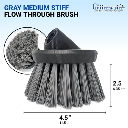 Guttermaster GM-314P Grey 4.5 Inch Diameter Round Medium Stiff Flow Through Brush for Decks and Sidewalks