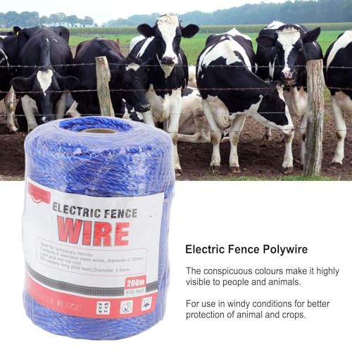 Electric Fence Wire, 6 Strand Stainless Steel 200M Poly Wire Electric Fencing Wire, Durable Polywire Electric Fence for Livestock(MLD-040F) - color: 040F