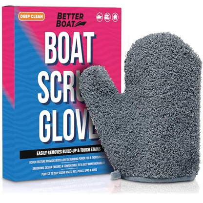 Boat Scrubbing Brush Glove, Heavy-Duty Deck and Hull Scrub Mitt for Floors, Aluminum, Pontoon, Marine and Fishing Boat Accessories
