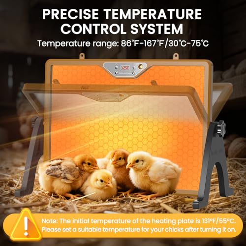 Chicken Coop Heater Brooder Plate, 180W Dual-Heating Chicken Heater Built-in Thermostat | Cycle Mode | Light, Remote Control Chick Heater for Coop, Adjustable Chicken Warmer for Poultry, UL-Compliant - color: Brown