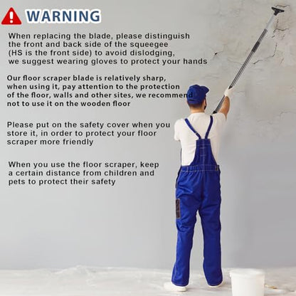 Floor Scraper Long Handle, 31" to 61" Gum Scraper Tool for Floor Cleaning Tile Wall Gum Paint with 4 inch Scraper Blade Long Handle Sturdy and Durable (31“-61”) - size: 31“-61”