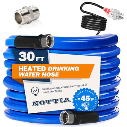 30FT Heated Water Hose for RV, Freeze Protection to -45°F, Lead-Free & BPA-Free, Safe for Campers, Gardening, Livestock, Home Use - size: 30FT