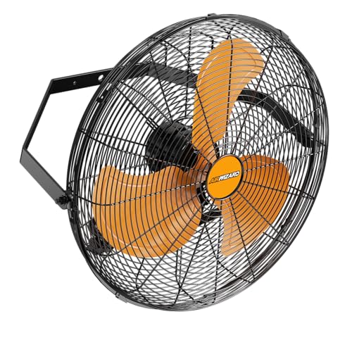 20" Industrial Wall Mount Fan, 4850 CFM High Velocity [Garage, Workshop, Gym] Sealed Motor, 3 Speed Metal Fan, 180° Tilt, Commercial Grade - UL Listed - style: 20 Inch - 4850 CFM