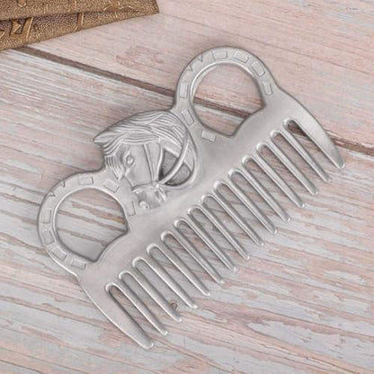 Metal Horse Comb, 4inch Stainless Metal Pulling Combs Horse Mane Comb Horse Tail Comb Mini Pocket Combs Horse Grooming Comb Livestock Comb for Cleaning Hair Removing Loose Undercoat Knots, Silver