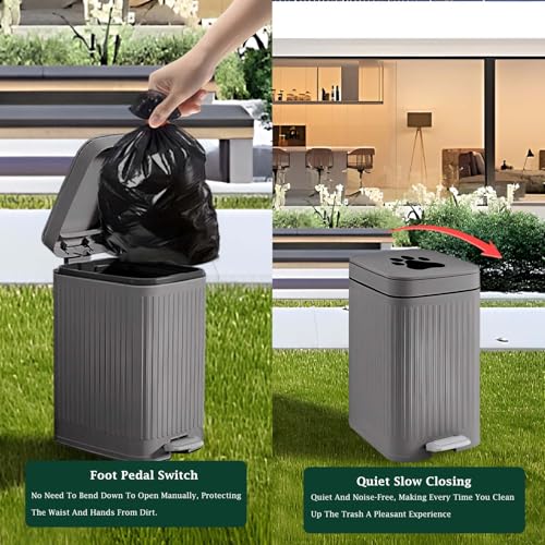 Dog Poop Trash Can Outside, 5L/1.3 Gal Pet Poop Bucket with Lid, Foot Pedal, Dog Waste Container with 40 Bags, Lid Soft Close for Pet, Grey - size: 5L Grey Trash Can