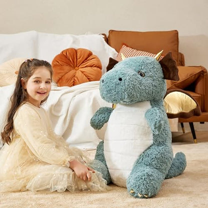 IKASA Giant Dragon Stuffed Animal Plush Toy,23" Large Winged Dinosaur Big Jumbo Soft Toys, Huge Size Cute Fluffy Plushy Fat Plushie,Gifts for Kid - style: Dragon