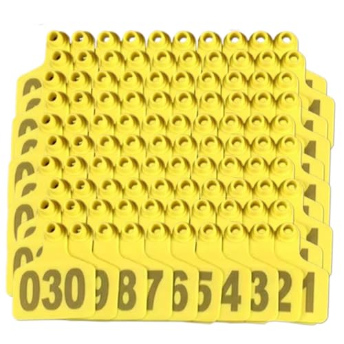Ear Tags 100 Pieces with Numbered Livestock Ear Tags Livestock Identification Animal Ear Tag for Animal Goat Sheep Cattle Cows Pigs Cattle Hog Yellow 501-600 - size: 501-600