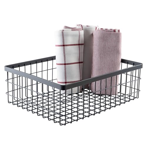 G.E.T. WB-1294-MG Rectangular Metal Storage Wire Basket for Pantry, Produce and More, 9" x 6" x 4" - size: 12" x 9", style: 4" Deep