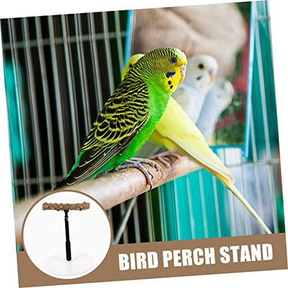 Happyyami Parrot Training Stand Bird Perch Adjustable Height Bird Plaything Parakeet Cage Accessory Safe