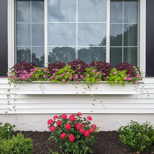 Mayne Yorkshire 7ft Window Box - White - 84in L x 12in W x 10in H - with 1.6 Gallon Built-in Water Reservoir (8827-W) - size: 7-Foot