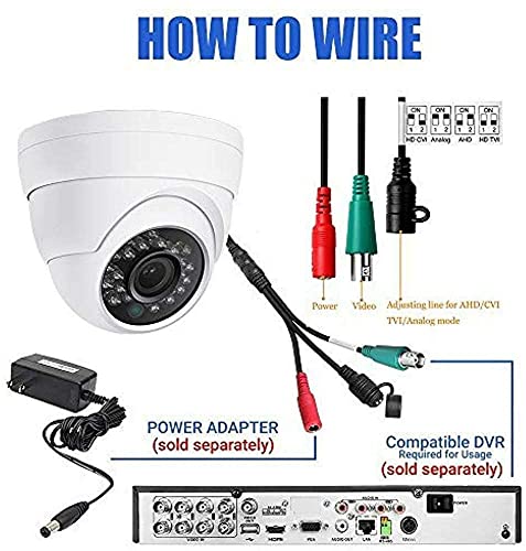 Real HD 5MP Full Color Night Vision Dome TVI CCTV Security Camera with Visible White LED Lights, 65ft Night Vision, 2.8mm Wide Viewing Angle, Outdoor, Full Metal, ONLY Compatible with 5MP and 8MP DVR
