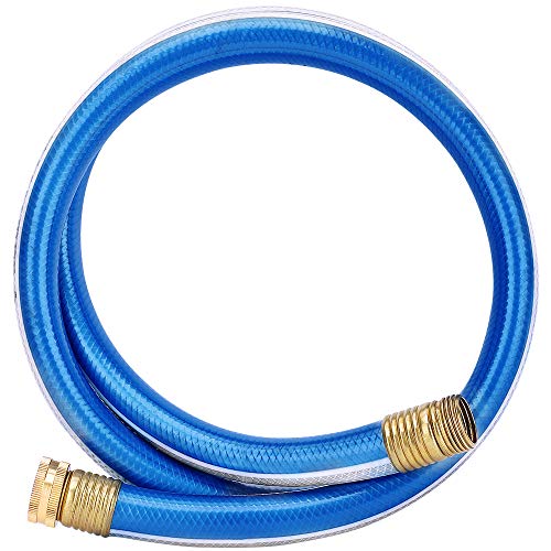 Lead-in Blue Short Garden Hose 3/4 in. x 5 ft. -No Kink, Leak Free, Flexible, Male to Female Fittings -Heavy Duty Lightweight PVC Water Hose -150PSI Work & 500PSI Burst, for Reel Cart & Commercial Use - color: Blue/White, size: 3/4 in. x 5 ft.