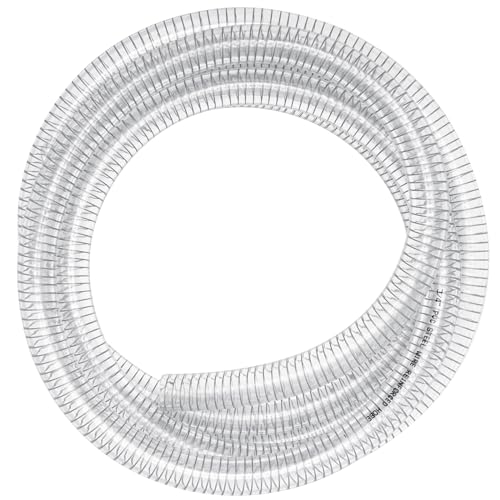 Suction Hose 3/8"id 10ft Clear Wire Reinforced Vinyl Tubing | Heavy Duty，Flexible, High Pressure, PVC Steel Wire Suction Discharge Line Pipe, Suction Drain Water Oil Fuel Powder Fuel - size: 3/8" ID, style: 10 ft