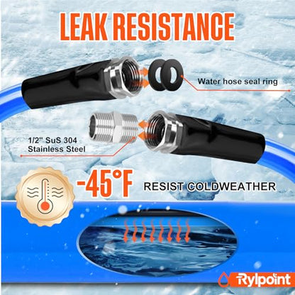 100FT Heated Water Hose for RV,Heated Drinking Water Hose,Lead and BPA Free,1/2"Inner Diameter,Temperatures Down to -47°F,Rv Accessories for Campers, Livestock, Agriculture - size: 100FT