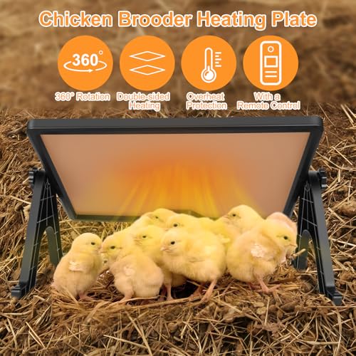 Chicken Coop Radiant Heat Panel, 180W Heater with Built-in Thermostat | Remote Control • Energy Saving • Safe for Chicks & Small Animals