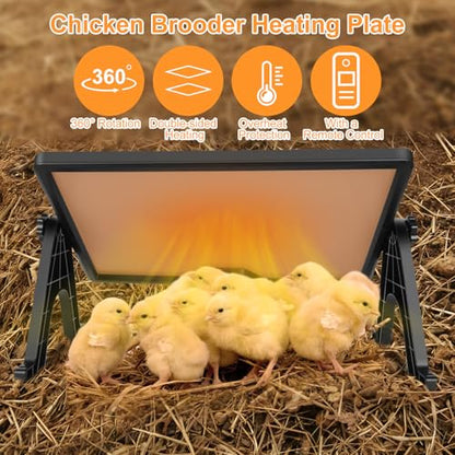 Chicken Coop Radiant Heat Panel, 180W Heater with Built-in Thermostat | Remote Control • Energy Saving • Safe for Chicks & Small Animals