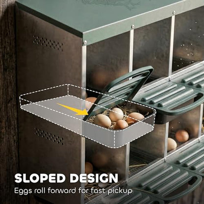 PawHut Chicken Nesting Boxes, 8 Compartment Metal Nesting Boxes for Chickens, Two-Tier Egg Laying Boxes with Vented Holes for Easy Egg Collection, for Hens Ducks, Silver - size: 43.7"L x 21.7"W x 37.6"H, style: Open Front