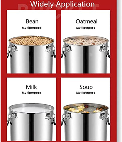 Milk Barrel, 25-105L Milk Cans Wine Pail Bucket Milk Jug Oil Barrel Tea Canister, 304 Stainless Steel Silicone Seal Tank Heavy Duty Dairy Pot for Liquid Solid Storage,25L,35L - size: 35L