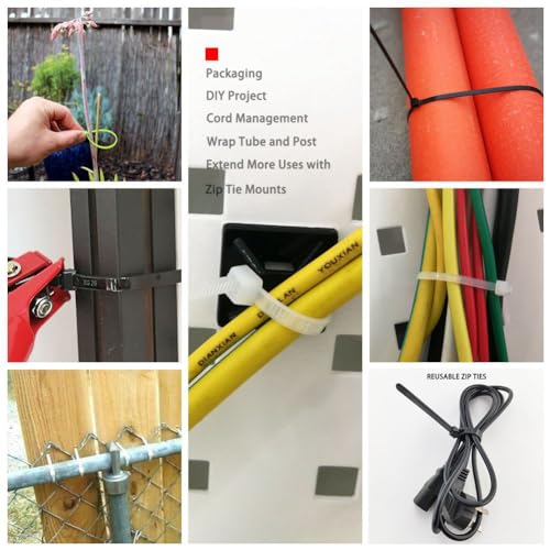 HS Clear Zip Ties 8 Inch (Bulk-1000 Pack) Nylon Cable Ties 40 Lbs Self-Locking Wire Ties for Electronics Organizer - color: White 8"1000