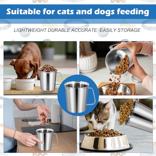 3 Cup Dog Food Scoop 304 Stainless Steel Dog Food Measuring Cups for Cat or Bird Pet Foods, Injection Molded and Dishwasher Safe (3 Cups) - size: 3 Cup