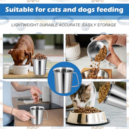 3 Cup Dog Food Scoop 304 Stainless Steel Dog Food Measuring Cups for Cat or Bird Pet Foods, Injection Molded and Dishwasher Safe (3 Cups) - size: 3 Cup