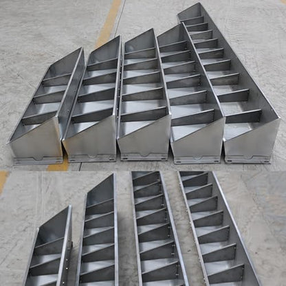 20in 40in 60in 80in Hog Feeder Livestock Feed Trough Automatic Pig Feeder Heavy Duty Stainless Steel, Separated Fence Feeder Trough, Multipurpose Livestock Trough for Pig Horse,Silver,200cm - size: 200cm