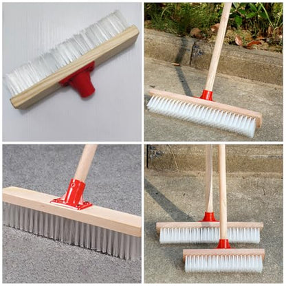 jojofuny Hard Bristle Floor Scrub Brush with 40cm Head Long Handle Nylon Stiff Bristle Patio Cleaning Brush for Bathroom Deck Outdoor Heavy Duty Floor Scrubber