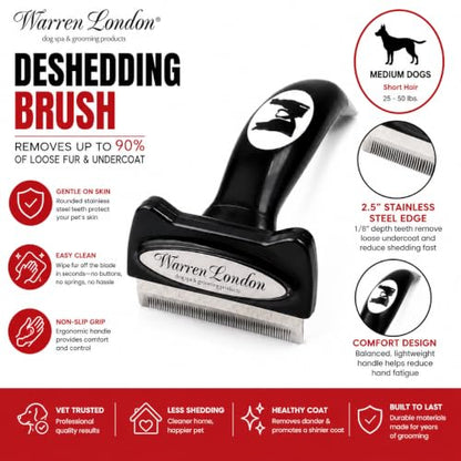 Warren London Deshedding Brush for Medium Short Hair Dogs, 2.5 Inch - size: Short Hair | Medium