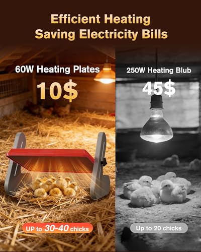 PETTEN Chicken Coop Heater for Winter, Safe Chick Heat Plate ETL Certified, Height and Angle Adjustable Energy-Saving Chick Brooder, 3 Temp Wired Remote/Stand/Wall Mounted, Easy to Install(11-14inch) - size: 11*14.4inch