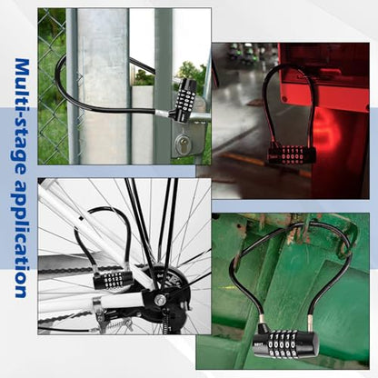 Cable Locks with Combination,Steel Cable Rope Wire 5-Digit Combination Lock with Resettable Code for Bikes, Lockers, File Cabinets, Wardrobes, Small Fences,gate Lock, Pool Padlock. - size: Span 7 in,Cable length15*0.3 in