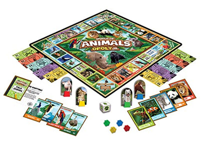 MasterPieces Kids & Family Board Games - World of Animals Opoly Jr. - Officially Licensed Board Games for Kids, & Family - style: World of Animals